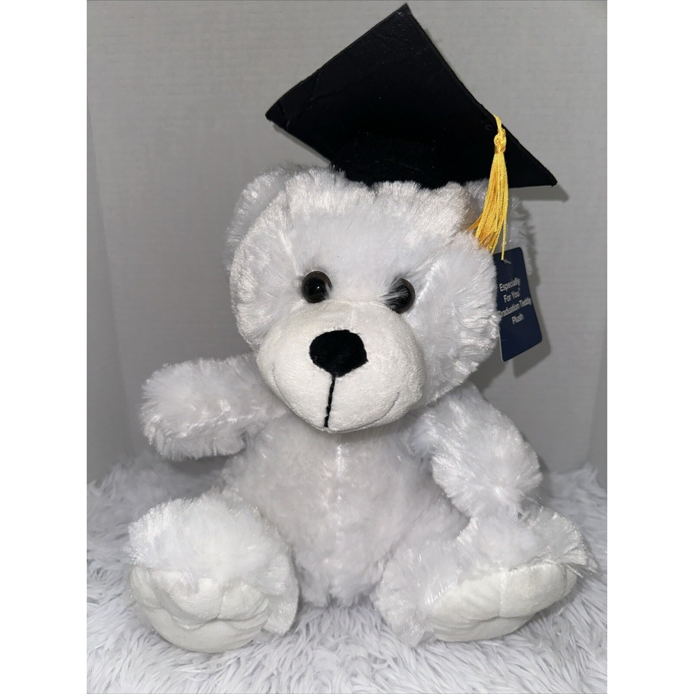 Dan Dee Collectors Choice White Graduation Teddy Bear Plush Cap Gold Tassel‎